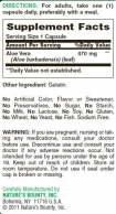 Natural Aloe Vera 470 mg. /100 Caps.