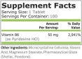 Vitamin B-6 (Pyridoxine) 50 mg / 100 Tabs