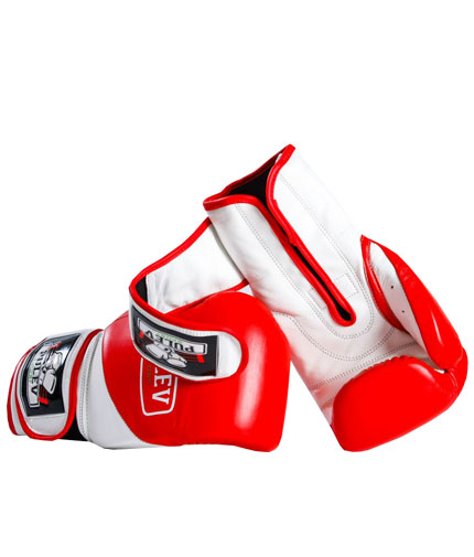 PULEV SPORT Red-White Boxing Gloves w/ Velcro