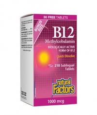 NATURAL FACTORS Vitamin B12 (Methylcobalamin) 1000mcg. / 180+30 Tabs.