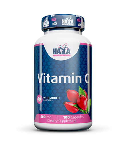 HAYA LABS Vitamin C with Rose Hips 500mg / 100 Caps.