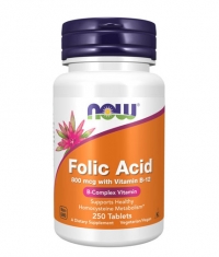 NOW Folic Acid /800mcg./ + B-12 /25mcg./ 250 VegTabs.