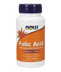 NOW Folic Acid /800mcg./ + B-12 /25mcg./ 250 VegTabs.