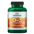 SWANSON Vitamin D3 with Organic Coconut Oil 5000 IU / 60 Softgels