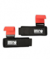 GORILLA WEAR Weight Lifting Hooks / Black/Red
