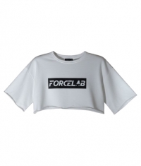 FORCELAB Women's White Oversized Crop T-Shirt / One Size