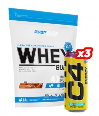 PROMO STACK Whey Protein Build 2.0 + 3 Free C4 Explosinve Energy / 500 ml