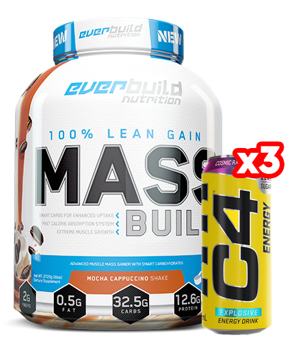 PROMO STACK Mass Build Gainer + 3 Free C4 Explosive Energy / 500 ml