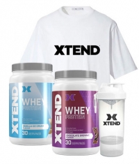 PROMO STACK Xtend Whey Protein 2x + Free SmartShake Bottle and T-Shirt White