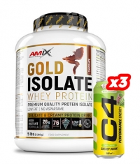 PROMO STACK Gold Whey Protein Isolate + 3 C4 Explosive Energy Drink