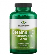 SWANSON Betaine HCl Hydrochloric Acid with Pepsin / 250 Caps