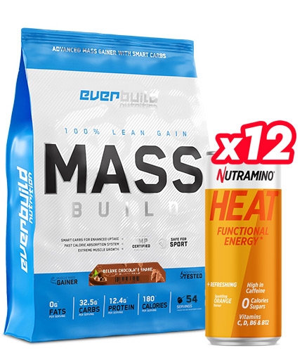 PROMO STACK Mass Build Gainer 6lbs + 12 FREE HEAT