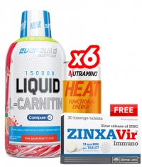 PROMO STACK Liquid L-Carnitine 3000 + 6 FREE HEAT + FREE ZINXAVir