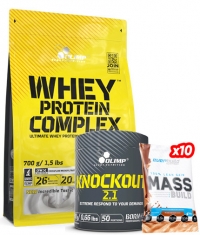 PROMO STACK Whey Protein Complex + FREE Knockout + 10 FREE Mass Build Gainer Sachets