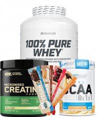 PROMO STACK Πρωτεϊνη+κρεατίνη+αμινοξέα+μπάρες 10