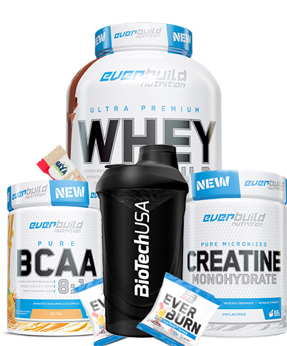 PROMO STACK PROTEIN + CREATINE + SHAKER + PREWORKOUT