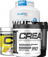 PROMO STACK PROTEIN + CREATINE + SHAKER + PREWORKOUT