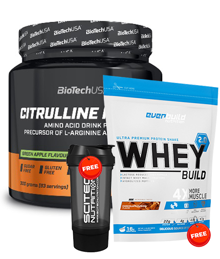 PROMO STACK BIOTECH USA  Citrulline Malate + Everbuild Whey + Shaker