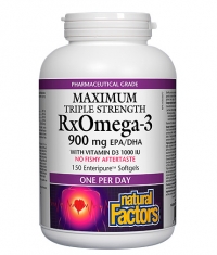 NATURAL FACTORS RxOmega-3 with Vitamin D3 900 mg · Maximum Triple Strength / 150 Softgels