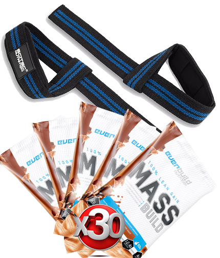 PROMO STACK SCITEC Lifting straps + 30x MASS BUILD sachet FREE