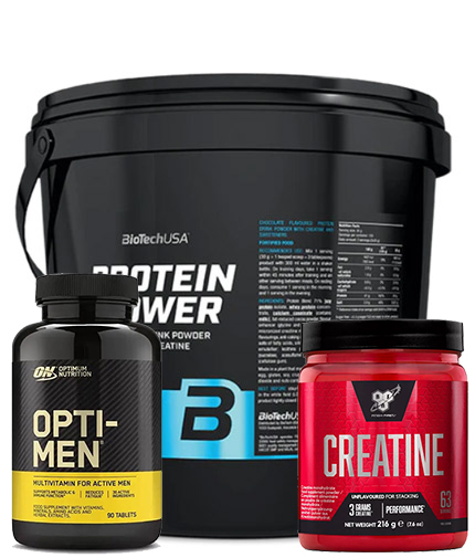 PROMO STACK Biotech USA Protein Power 4 kg  + Creatine + Opti Men