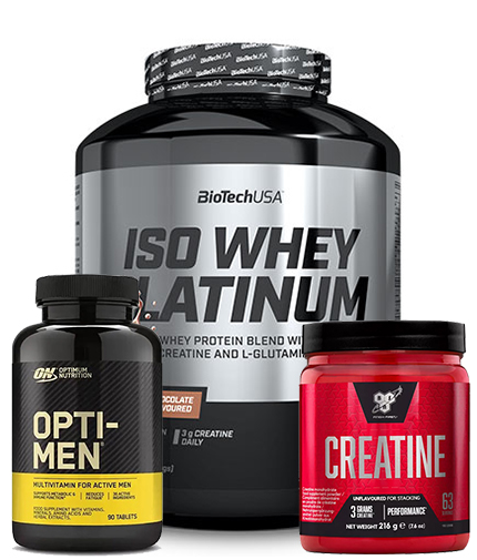 PROMO STACK BIOTECH USA PLATINUM ISO WHEY + OPTI MEN  + CREATINE