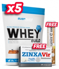 PROMO STACK 5 Whey Protein Build 2.0 + FREE Levit C + FREE Zinxavir