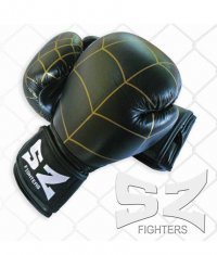 SZ FIGHTERS Boxing Gloves /Leather - Black-Web/
