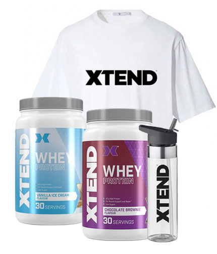 PROMO STACK Xtend Whey Protein 2x + Free SmartShake Bottle and T-Shirt White